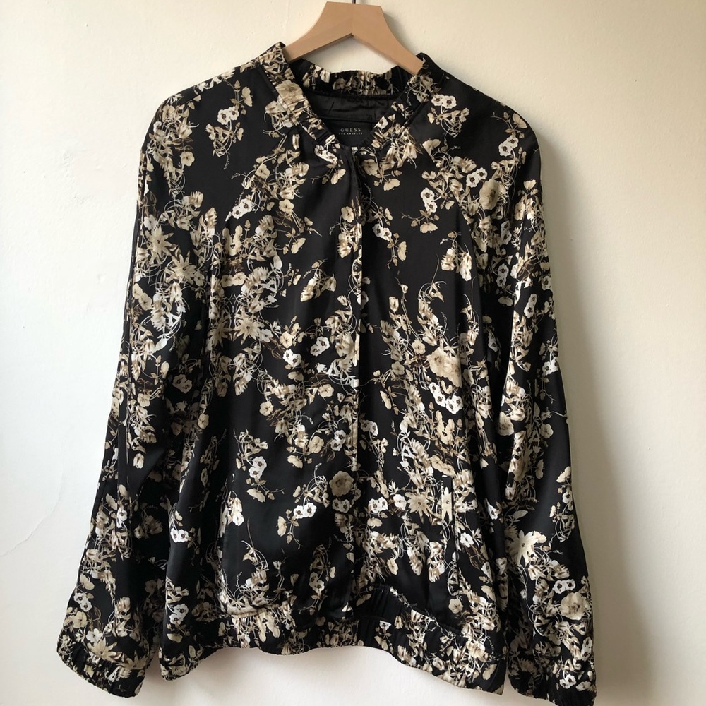 GUESS  Womens XL Floral Bomber
